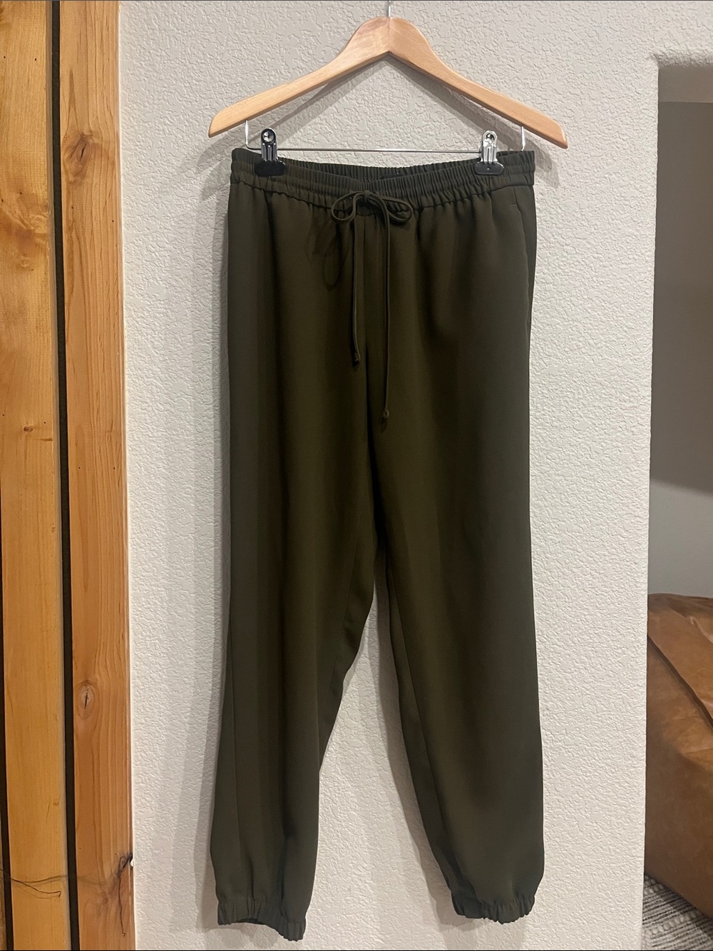 Express Olive Green Drawstring Jogger Pants